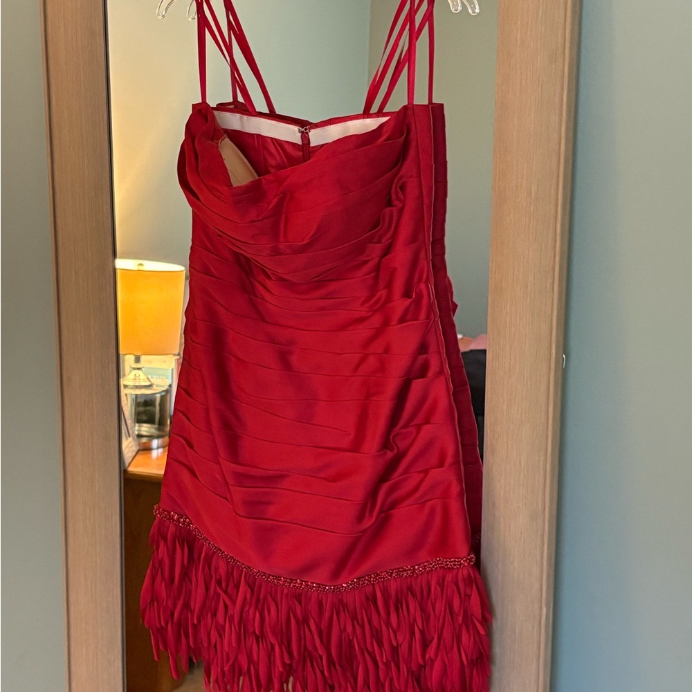 Red Fringe Cocktail Dress
